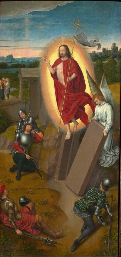 Tryptyk Kalwaria: Zmartwychwstanie, prawe skrzydło, lata 80. XIX wieku. autorstwa Hans Memling
