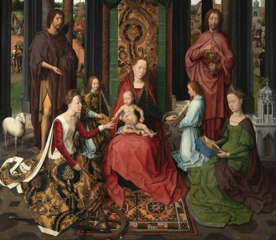 Fragment centralnego panelu Tryptyku św. Jana Chrzciciela i św. Jana Ewangelisty autorstwa Hans Memling