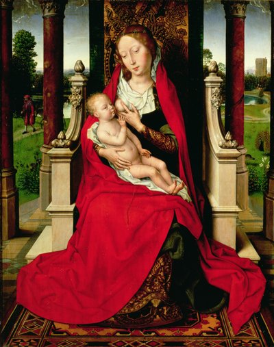 Madonna z Dzieciątkiem na tronie, c.1492-94 autorstwa Hans Memling