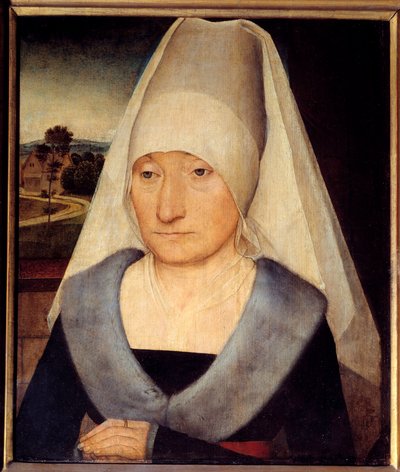 Portret starszej kobiety Obraz Hansa Memlinga (1435-1494) XV w. Nd. 0,35x0,29 m - Portret starej kobiety. Obraz Hansa Memlinga (1435-1494) autorstwa Hans Memling