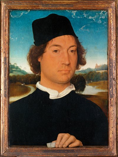 Portret nieznanego mężczyzny z pejzażem (dyszący) autorstwa Hans Memling
