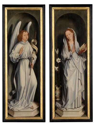 Rewers pary skrzydeł przedstawiający Zwiastowanie (olej na desce) autorstwa Hans Memling