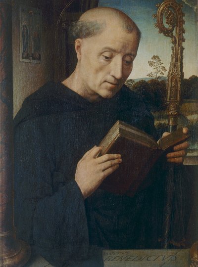 Św. Benedykt, 1487 autorstwa Hans Memling