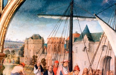 Sanktuarium św. Urszuli, wyjazd z Bazylei, detal, 1489 autorstwa Hans Memling