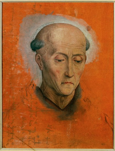 Studium głowy świętego Benedykta namalowanej do ołtarza rodziny Morel z Brugii ... autorstwa Hans Memling