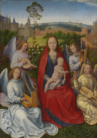 Płyta z dyptyku: Maryja w gaju różanym autorstwa Hans Memling