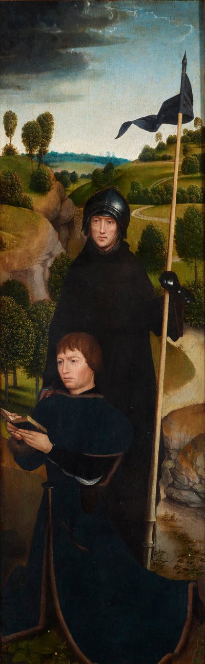 Młody mężczyzna modlący się ze św. Wilhelmem z Maleval autorstwa Hans Memling
