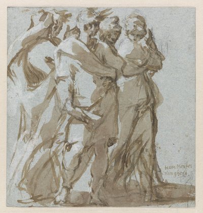 Pięć stojących postaci autorstwa Hans Mont (signed by artist)