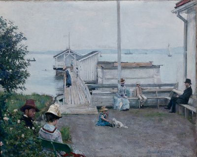 Łaźnia w Asgardstrand (olej na płótnie) autorstwa Hans Olaf Heyerdahl