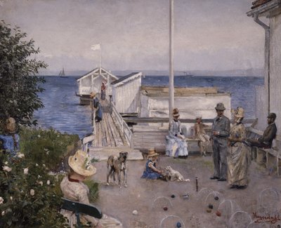 Nabrzeże w Åsgårdstrand (olej na płótnie) autorstwa Hans Olaf Heyerdahl