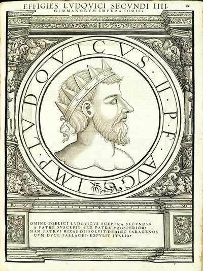 Luis II, ilustracja z „Cesarzy rzymskich całego Wschodu i Zachodu” autorstwa Hans Rudolf Manuel Deutsch