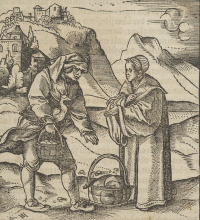 Rolnik i jego Patron, z Hymmelwagen auff dem, wer wol leben..., 1517. autorstwa Hans Schäufelein the Elder