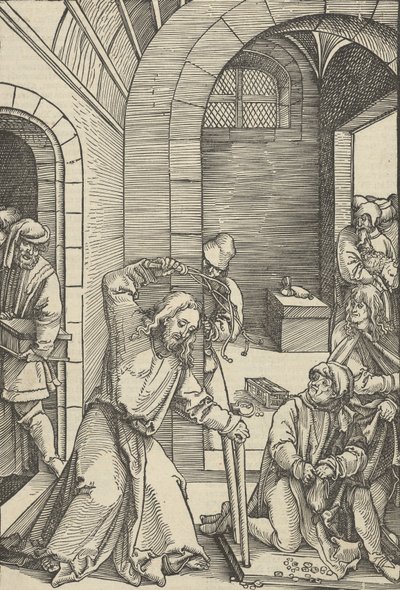 Chrystus Oczyszczający Świątynię, ze Zwierciadła męki Pana naszego Jezusa Chrystusa, 1507. autorstwa Hans Schäufelein the Elder