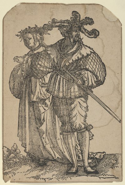 Tańcząca para I, z Restrrikingu Wedding Dancers. autorstwa Hans Schäufelein the Elder