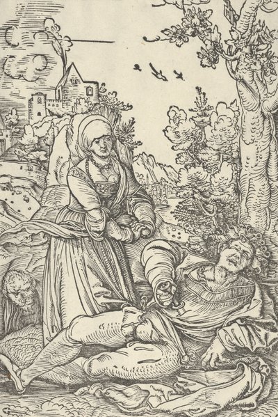 Pyramus i Thisbe, ca. 1509-10. autorstwa Hans Schäufelein the Elder