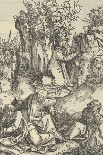 Konanie w ogrodzie, ze zwierciadła męki Pana naszego Jezusa Chrystusa, 1507. autorstwa Hans Schäufelein the Elder
