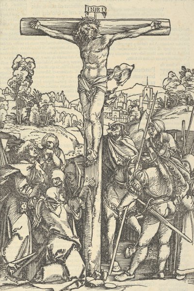 Ukrzyżowanie, z Ostatecznego Ogrodu Różańcowego Marii, 1505. autorstwa Hans Schäufelein the Elder