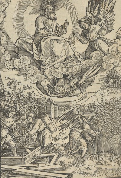 Żniwa i tłoczenie krwi. autorstwa Hans Schäufelein the Elder
