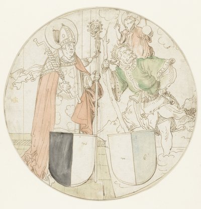 Święci Krzysztof i Erazm, każdy z herbami autorstwa Hans Sebald Beham (possibly)