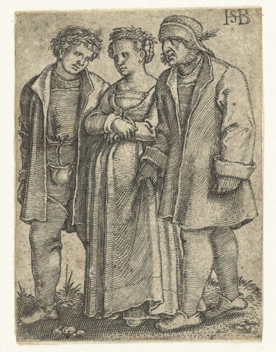 Narzeczeni i ojciec panny młodej Parada weselna chłopów (tytuł serii) autorstwa Hans Sebald Beham