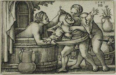 Bufon i dwie kąpiące się kobiety autorstwa Hans Sebald Beham