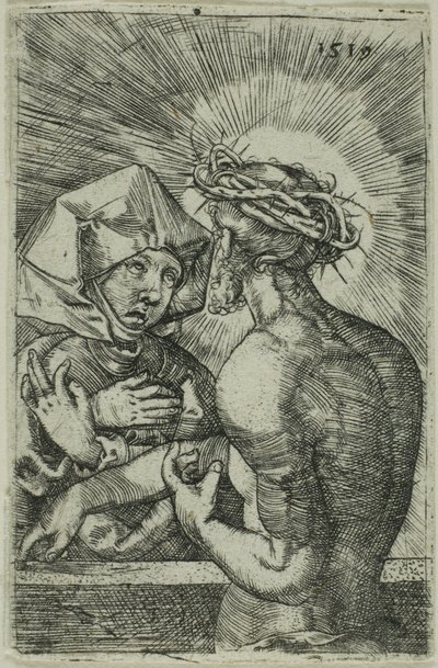 Chrystus ukoronowany cierniem przemawiający do swojej matki autorstwa Hans Sebald Beham