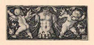 Fryz z kirysem w centrum, otoczony przez dwóch geniuszy autorstwa Hans Sebald Beham