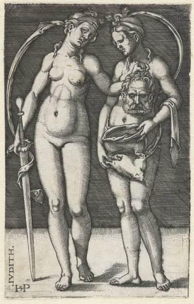 Judyta z głową Holofernesa i służącą Judyta (tytuł na obiekcie) autorstwa Hans Sebald Beham