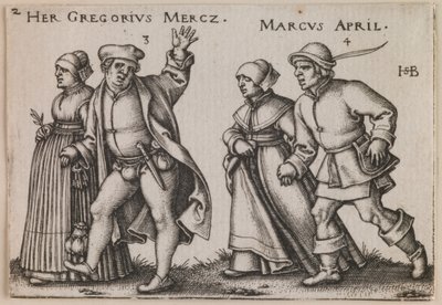 "Marzec i kwiecień" z serii "Święto chłopskie, czyli dwanaście miesięcy" autorstwa Hans Sebald Beham