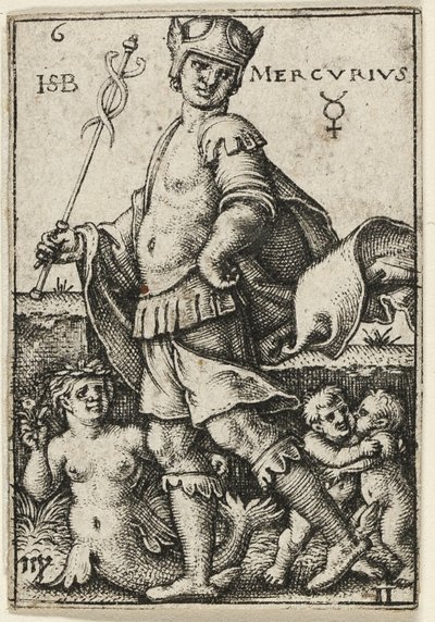 Merkury, płytka szósta z książki Siedem planet z zodiakami autorstwa Hans Sebald Beham