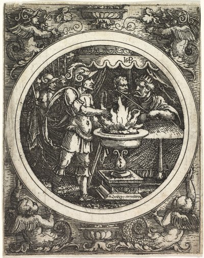 Mucius Scaevola trzymający rękę w ogniu autorstwa Hans Sebald Beham