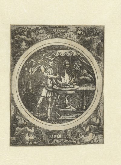Mucius Scaevola z prawą ręką w ogniu autorstwa Hans Sebald Beham