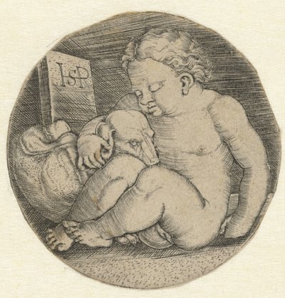 Naga dziewczyna z psem autorstwa Hans Sebald Beham