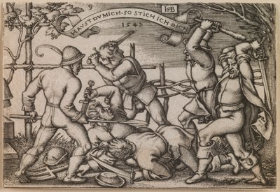"Bójka chłopska" z serii "Święto chłopskie, czyli dwanaście miesięcy" autorstwa Hans Sebald Beham