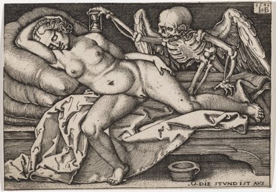 Śpiąca dziewczyna i śmierć, 1548 autorstwa Hans Sebald Beham
