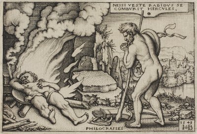 Śmierć Herkulesa, z prac Herkulesa, 1548 autorstwa Hans Sebald Beham