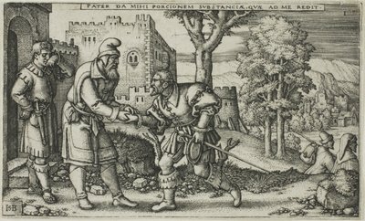 Odejście syna marnotrawnego, plansza pierwsza z Historii syna marnotrawnego autorstwa Hans Sebald Beham