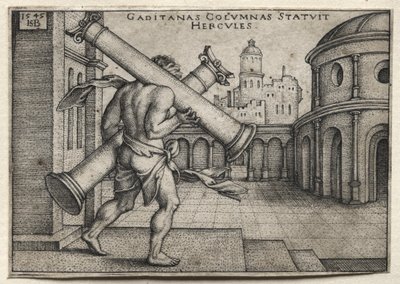 Herkules niosący kolumny Gadesu autorstwa Hans Sebald Beham