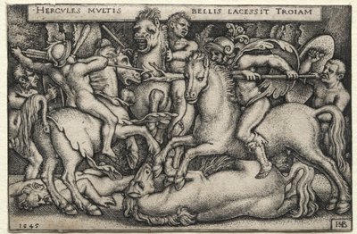Prace Herkulesa: Herkules podbija Troję, 1545. autorstwa Hans Sebald Beham