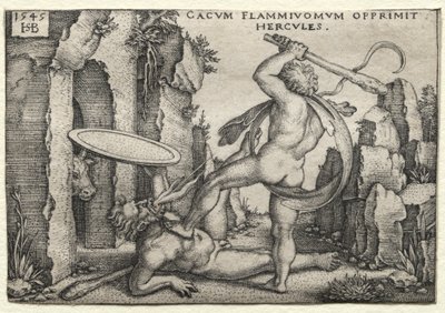 Prace Herkulesa: Herkules zabija gigantycznego Cacus autorstwa Hans Sebald Beham