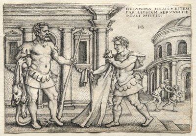 Prace Herkulesa: Herkules otrzymuje szatę przesiąkniętą krwią Nessus, 1542. autorstwa Hans Sebald Beham