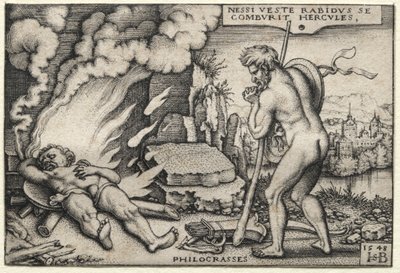 Herkules na stosie, 1548. autorstwa Hans Sebald Beham
