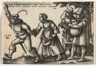 Wesele chłopskie czyli dwanaście miesięcy: nr 7, 1546. autorstwa Hans Sebald Beham