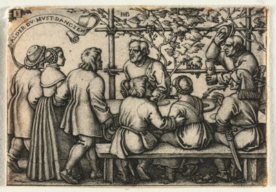Wesele chłopskie czyli dwanaście miesięcy: nr 8, 1546. autorstwa Hans Sebald Beham