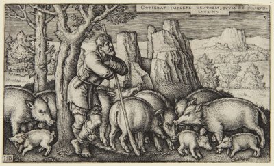 Syn marnotrawny III: syn wśród świń autorstwa Hans Sebald Beham