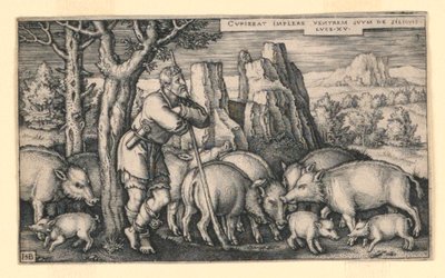 Syn marnotrawny wśród świń autorstwa Hans Sebald Beham