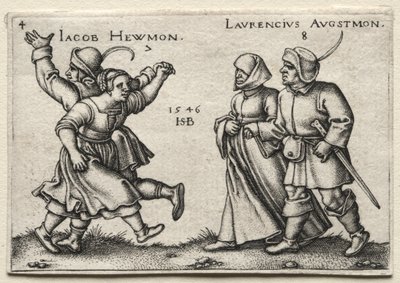 Wesele wiejskie: Jacob Hewmon Lawrencius Augstmon, 1546. autorstwa Hans Sebald Beham