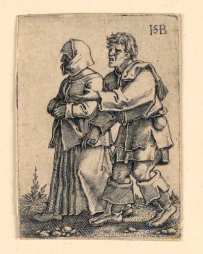 Procesja Ślubna: Para idąca w lewo, kobieta w czepku autorstwa Hans Sebald Beham
