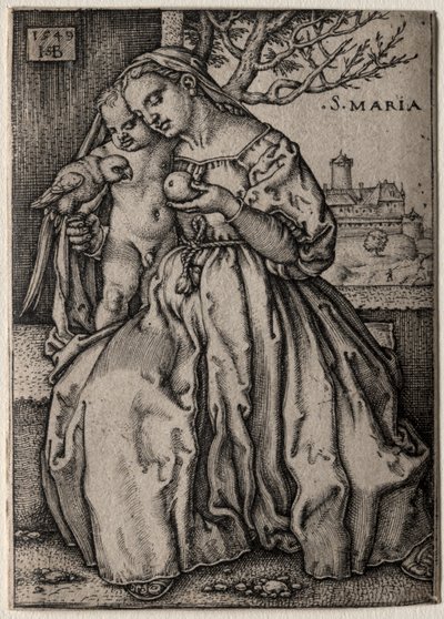 Dziewica z papugą, 1549. autorstwa Hans Sebald Beham