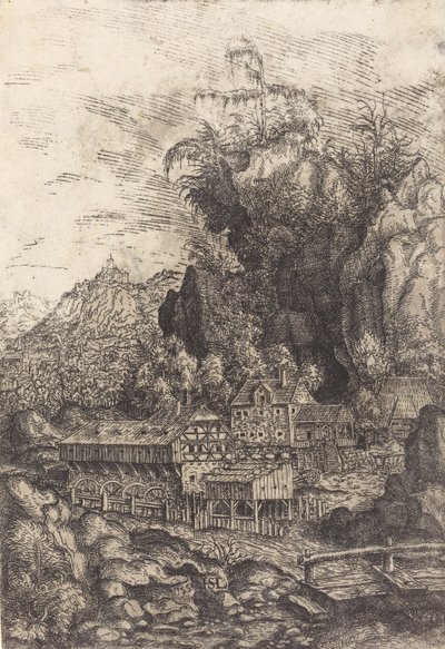 Krajobraz z młynem wodnym, 1553. autorstwa Hans Sebald Lautensack